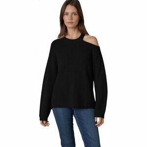 Velvet by Graham & Spencer Black Elise Engineered Cut-Out Wool Sweater Size XL